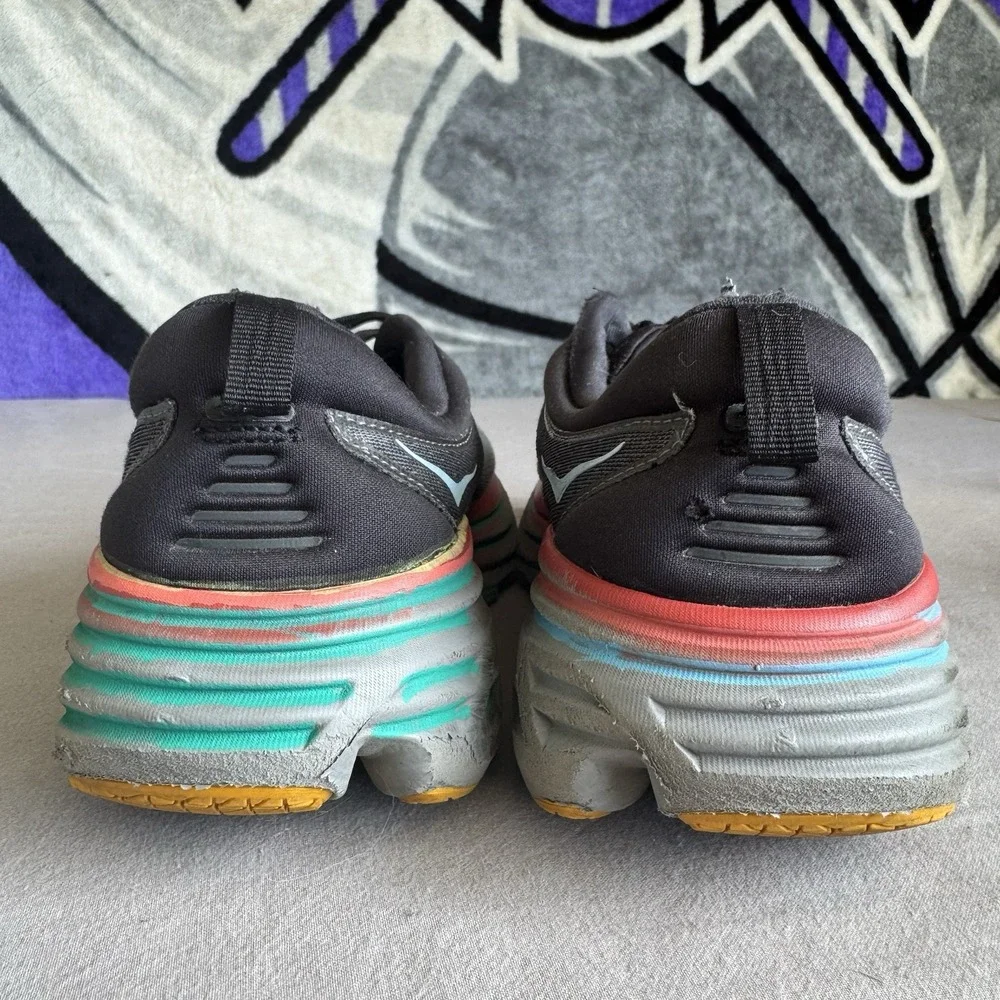 Size 10D - Hoka One One HOKA Bondi 8 Anthracite Blue Red 1123202 ACTL